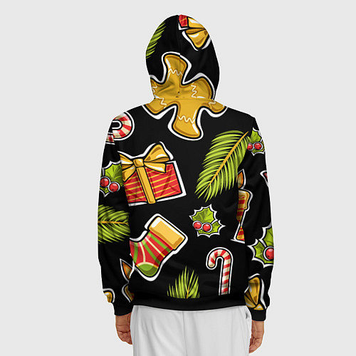 Мужская толстовка на молнии Рождественский вайб / 3D-Черный – фото 4