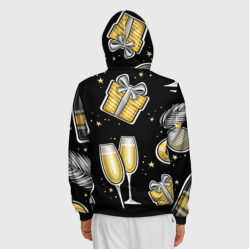 Мужская толстовка на молнии Новогодний вайб / 3D-Черный – фото 4