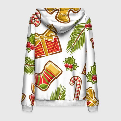 Мужская толстовка на молнии Рождественский вайб / 3D-Белый – фото 2