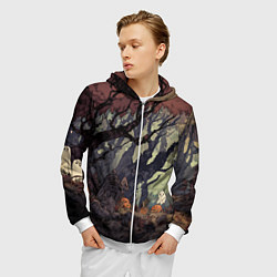 Толстовка 3D на молнии мужская Призрачный лес, цвет: 3D-белый — фото 2