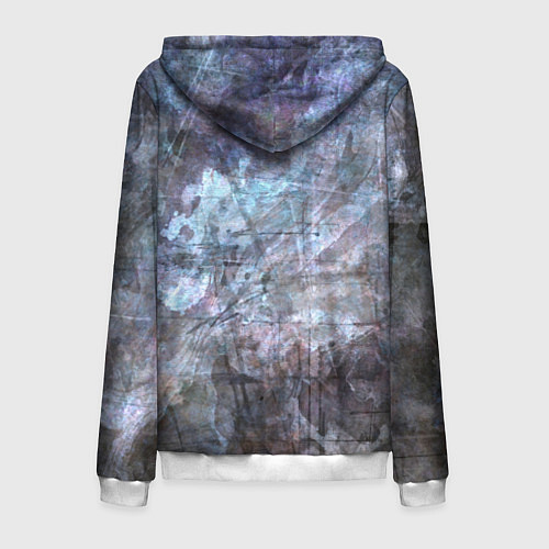 Мужская толстовка на молнии Абстракция - gray-blue hurricane / 3D-Белый – фото 2