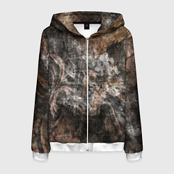 Толстовка 3D на молнии мужская Абстракция - brown darkness, цвет: 3D-белый