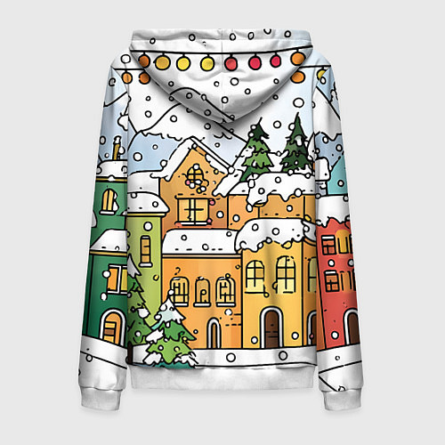 Мужская толстовка на молнии Новогодний снегопад / 3D-Белый – фото 2
