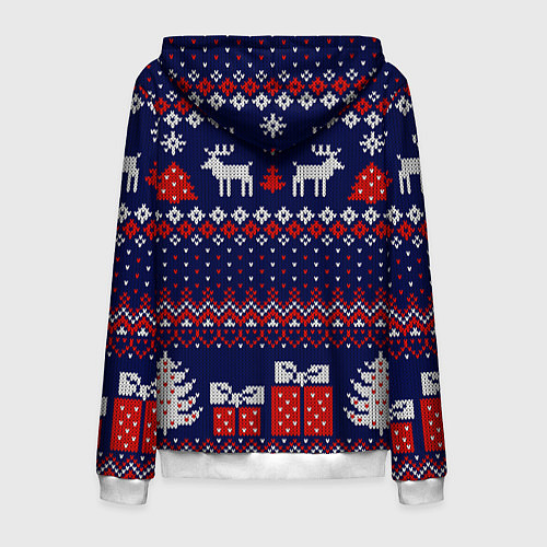 Мужская толстовка на молнии Новогодний вязаный паттерн / 3D-Белый – фото 2