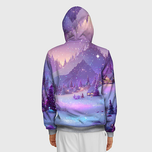 Мужская толстовка на молнии Новогодняя магическая атмосфера / 3D-Меланж – фото 4