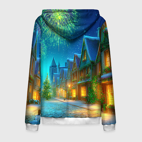 Мужская толстовка на молнии Праздничный новогодний салют / 3D-Белый – фото 2