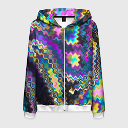 Толстовка 3D на молнии мужская Абстракция переливы, цвет: 3D-белый