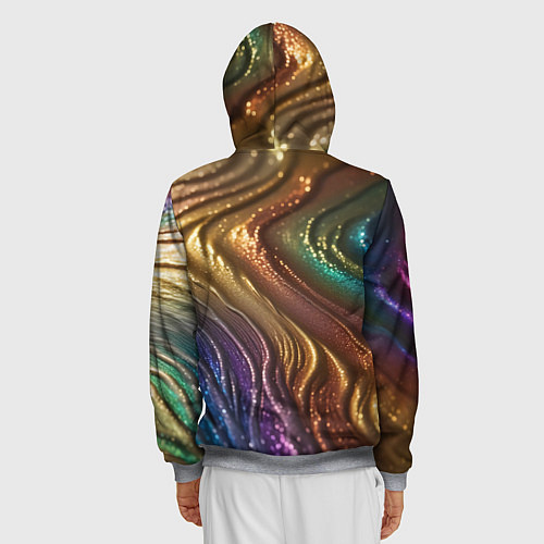 Мужская толстовка на молнии Сморщенные складочки жидкости / 3D-Меланж – фото 4