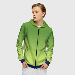 Толстовка 3D на молнии мужская Color green yellow, цвет: 3D-синий — фото 2