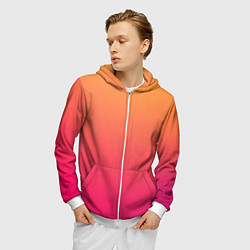 Толстовка 3D на молнии мужская Color orange pink, цвет: 3D-белый — фото 2