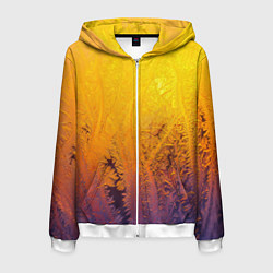 Толстовка 3D на молнии мужская Узоры золотистого инея, цвет: 3D-белый