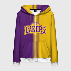 Толстовка 3D на молнии мужская NBA Lakers LA, цвет: 3D-белый