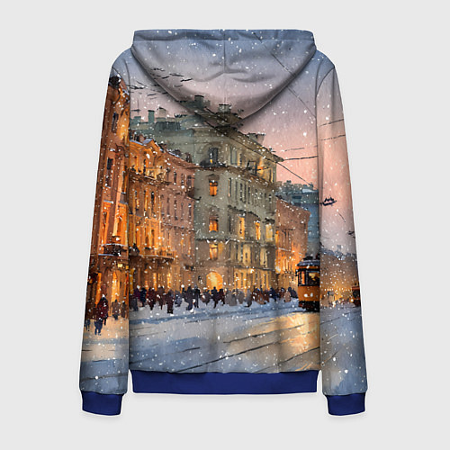 Мужская толстовка на молнии Зимний Санкт-Петербург / 3D-Синий – фото 2