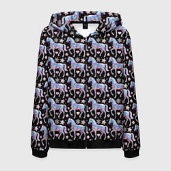 Мужская толстовка на молнии Новогодние лошади y2k