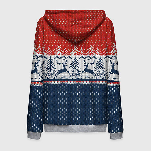Мужская толстовка на молнии Вязаный узор с оленями / 3D-Меланж – фото 2