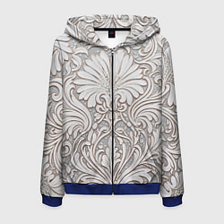 Толстовка 3D на молнии мужская Вензельные цветы, цвет: 3D-синий