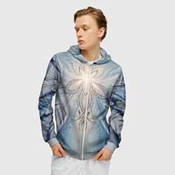 Толстовка 3D на молнии мужская Ледяной перьевой орнамент со светом, цвет: 3D-меланж — фото 2