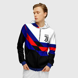 Толстовка 3D на молнии мужская Juventus geometry sport steel, цвет: 3D-синий — фото 2