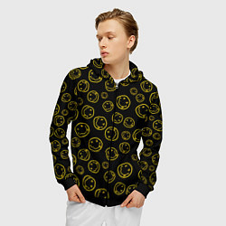 Толстовка 3D на молнии мужская Nirvana Pattern, цвет: 3D-черный — фото 2