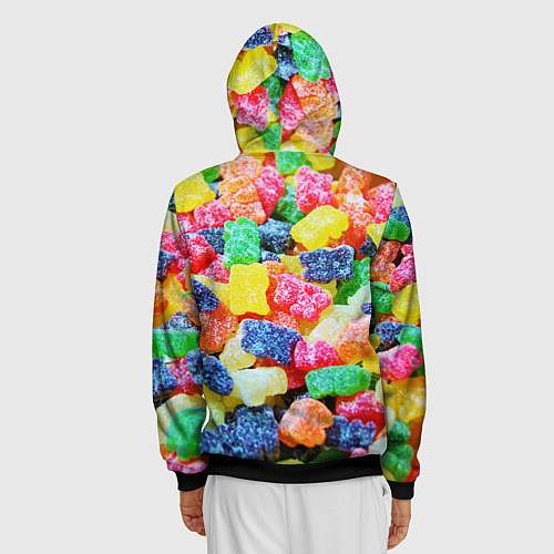 Мужская толстовка на молнии Мармеладные мишки / 3D-Черный – фото 4