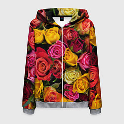 Толстовка 3D на молнии мужская Ассорти из роз, цвет: 3D-меланж