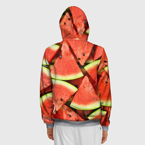 Мужская толстовка на молнии Дольки арбуза / 3D-Меланж – фото 4