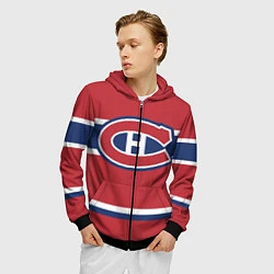 Толстовка 3D на молнии мужская Montreal Canadiens, цвет: 3D-черный — фото 2