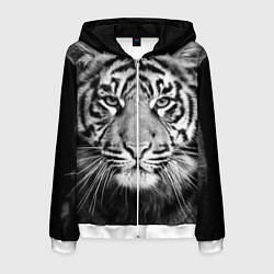 Толстовка 3D на молнии мужская Красавец тигр, цвет: 3D-белый