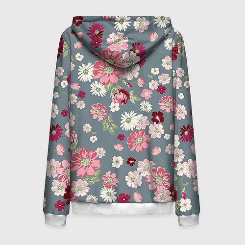 Мужская толстовка на молнии Цветочки / 3D-Белый – фото 2