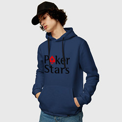 Толстовка-худи хлопковая мужская Poker Stars, цвет: тёмно-синий — фото 2