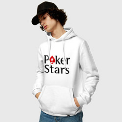 Толстовка-худи хлопковая мужская Poker Stars, цвет: белый — фото 2