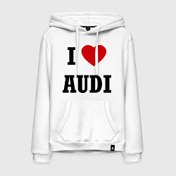 Толстовка-худи хлопковая мужская I love audi, цвет: белый