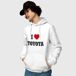 Толстовка-худи хлопковая мужская I love Toyota, цвет: белый — фото 2