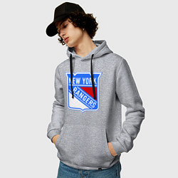 Толстовка-худи хлопковая мужская New York Rangers цвета меланж — фото 2
