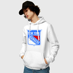 Толстовка-худи хлопковая мужская New York Rangers, цвет: белый — фото 2