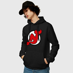 Толстовка-худи хлопковая мужская New Jersey Devils, цвет: черный — фото 2