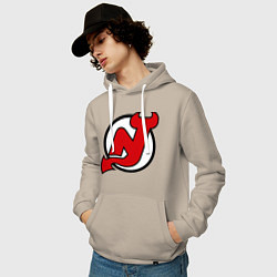 Толстовка-худи хлопковая мужская New Jersey Devils, цвет: миндальный — фото 2
