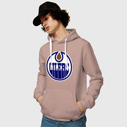 Толстовка-худи хлопковая мужская Edmonton Oilers, цвет: пыльно-розовый — фото 2