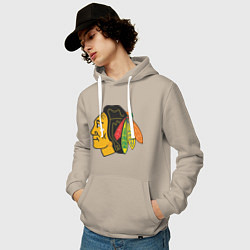 Толстовка-худи хлопковая мужская Chicago Blackhawks, цвет: миндальный — фото 2