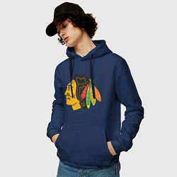 Толстовка-худи хлопковая мужская Chicago Blackhawks, цвет: тёмно-синий — фото 2