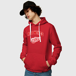 Толстовка-худи хлопковая мужская Detroit Red Wings, цвет: красный — фото 2