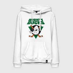 Толстовка-худи хлопковая мужская Anaheim Mighty Ducks, цвет: белый