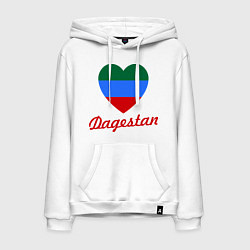 Толстовка-худи хлопковая мужская Dagestan: Heart Flag, цвет: белый