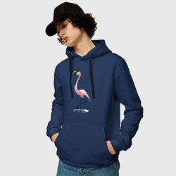 Толстовка-худи хлопковая мужская Гордый фламинго, цвет: тёмно-синий — фото 2