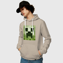 Толстовка-худи хлопковая мужская Мinecraft creeper, цвет: миндальный — фото 2