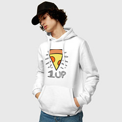 Толстовка-худи хлопковая мужская Pizza Life 1UP, цвет: белый — фото 2