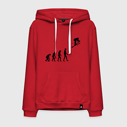 Толстовка-худи хлопковая мужская Эволюция лыжник, цвет: красный