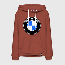 Толстовка-худи хлопковая мужская Logo BMW, цвет: кирпичный