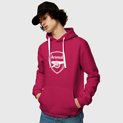 Толстовка-худи хлопковая мужская FC Arsenal, цвет: маджента — фото 2