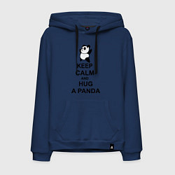 Толстовка-худи хлопковая мужская Keep Calm & Hug A Panda, цвет: тёмно-синий